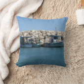 魚釣り地中海のボーツインブルーシーデザイン クッション (ブランケット)