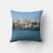 魚釣り地中海のボーツインブルーシーデザイン クッション (裏面)