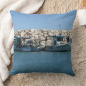 魚釣り地中海のボーツインブルーシーデザイン クッション (ブランケット)