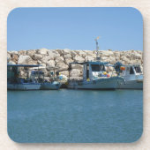 魚釣り地中海のボーツインブルーシーデザイン コースター (正面)