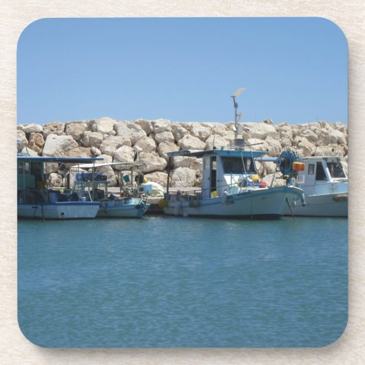 魚釣り地中海のボーツインブルーシーデザイン コースター (正面)
