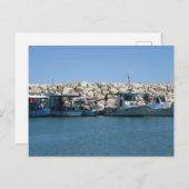 魚釣り地中海のボーツインブルーシーデザイン ポストカード (正面/裏面)