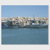 魚釣り地中海のボーツインブルーシーデザイン ラッピングペーパー (フラット)