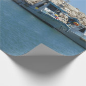 魚釣り地中海のボーツインブルーシーデザイン ラッピングペーパー (角)