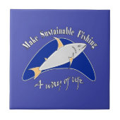 魚釣り地球に優しを生き方にする タイル (正面)