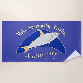 魚釣り地球に優しを生き方にする ビーチタオル