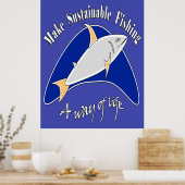 魚釣り地球に優しを生き方にする ポスター (キッチン)