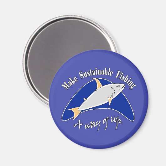 魚釣り地球に優しを生き方にする マグネット (正面/裏面)