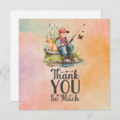 魚釣り好きが猫の魚釣り サンキューカード (正面/裏面)