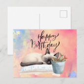 魚釣り好きな猫の誕生日　魚と一緒 ポストカード (正面/裏面)