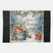 魚釣り好きの魚釣りクリスマス キッチンタオル (横)