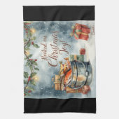 魚釣り好きの魚釣りクリスマス キッチンタオル (縦)