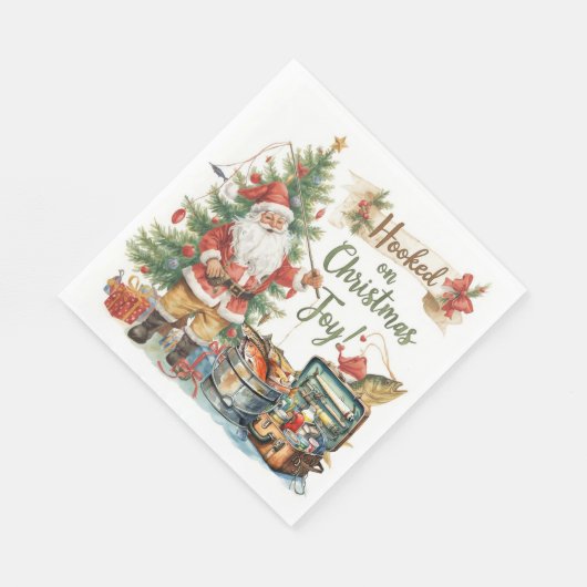 魚釣り好きの魚釣りクリスマス スタンダードランチョンナプキン (角)