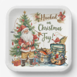 魚釣り好きの魚釣りクリスマス ペーパープレート