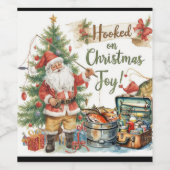 魚釣り好きの魚釣りクリスマス ワインラベル (シングルラベル)