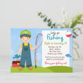 魚釣り子供の誕生日パーティの招待状 招待状 (スタンド正面)