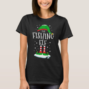 魚釣り小妖精や小人クリスマスファミリーマッチングクリスマスFis Tシャツ