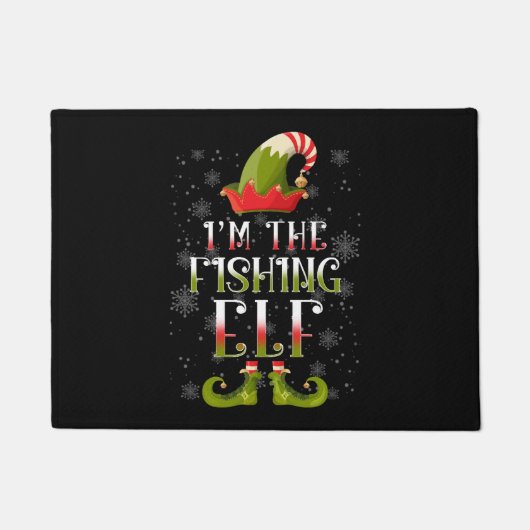 魚釣り小妖精や小人クリスマス ドアマット (正面)