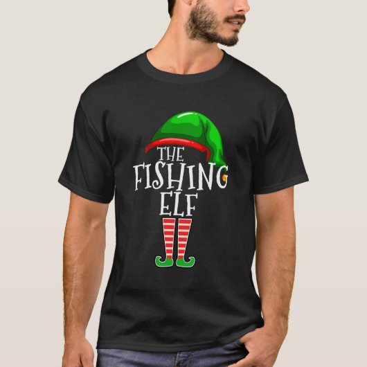 魚釣り小妖精や小人ファミリーマッチンググループクリスマスプレゼントD Tシャツ (正面)