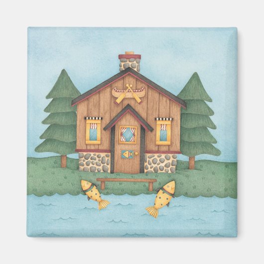 魚釣り小屋 マグネット (正面)