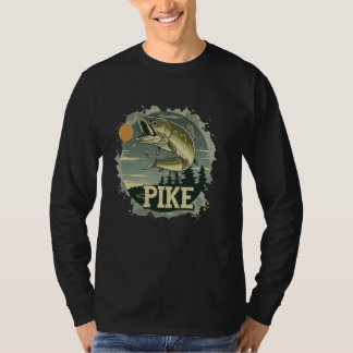 魚釣り少年のための捕食性パイクの魚の衣装 Tシャツ