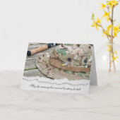 魚釣り帽及びポール悔やみや弔慰 カード (黄色い花)