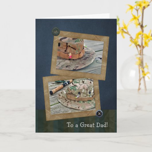 魚釣り帽子（父の日） カード (黄色い花)