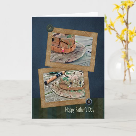 魚釣り帽子（父の日） カード (黄色い花)