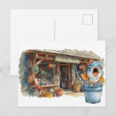魚釣り店 ポストカード (正面/裏面)