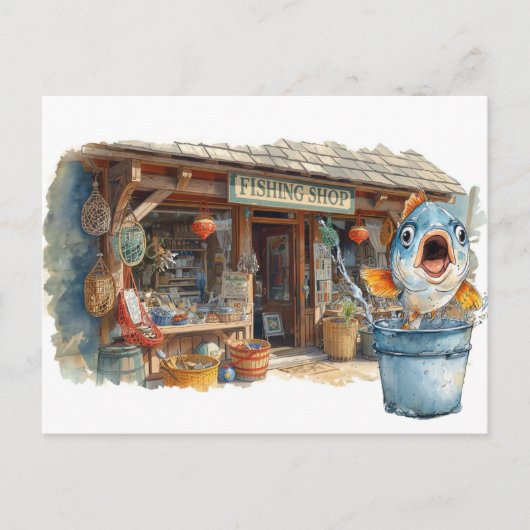 魚釣り店 ポストカード (正面)