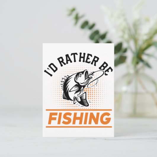 魚釣り引用文私はむしろ魚釣り男性の女性になる ポストカード (スタンド正面)