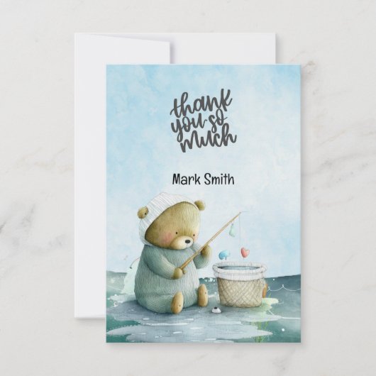 魚釣り恋人の水色 サンキューカード (正面)