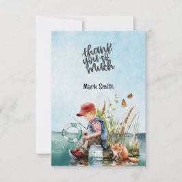 魚釣り恋人の水色 サンキューカード