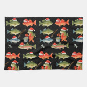魚釣り恋人クリスマスをテーマにした キッチンタオル (横)