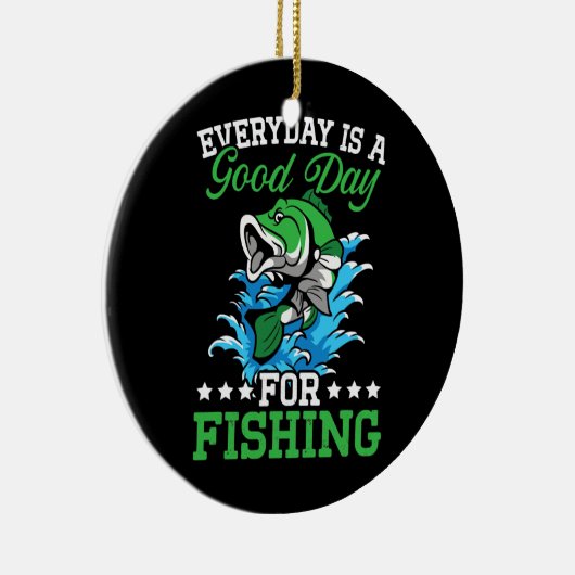 魚釣り恋人フィッシャーライフフィッシュキャッチャー漁師 セラミックオーナメント (右)