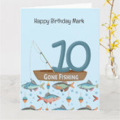 魚釣り恋人10誕生日 カード (黄色い花)