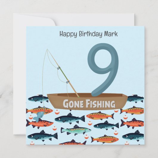 魚釣り恋人9th誕生日 カード (正面)