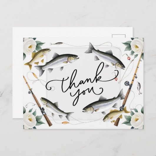 魚釣り愛好家お魚と花をありがとう ポストカード (正面/裏面)
