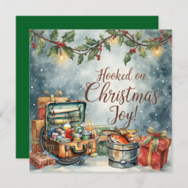 魚釣り愛好家のためのテーマの魚釣りクリスマス シーズンカード