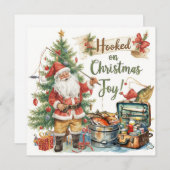 魚釣り愛好家のためのテーマの魚釣りクリスマス シーズンカード (正面/裏面)