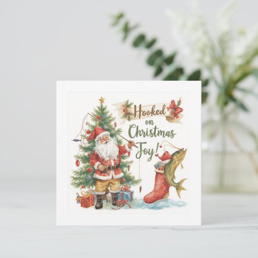 魚釣り愛好家のためのテーマの魚釣りクリスマス シーズンカード (スタンド正面)