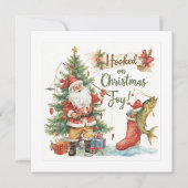 魚釣り愛好家のためのテーマの魚釣りクリスマス シーズンカード (正面)