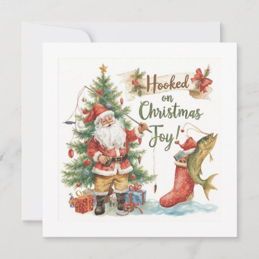 魚釣り愛好家のためのテーマの魚釣りクリスマス シーズンカード (正面)