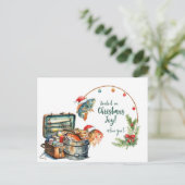 魚釣り愛好家のためのテーマの魚釣りクリスマス シーズンポストカード (スタンド正面)