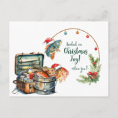 魚釣り愛好家のためのテーマの魚釣りクリスマス シーズンポストカード (正面)