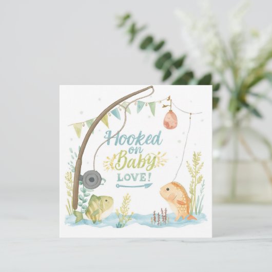 魚釣り愛好家のための魚釣り歓迎ベビー カード (スタンド正面)
