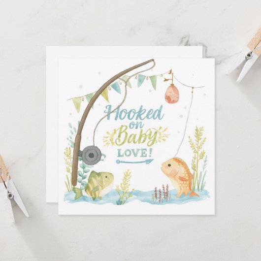 魚釣り愛好家のための魚釣り歓迎ベビー カード (正面/裏面インサイチュ)