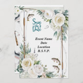 魚釣り愛好家のテーマを保存した日付 招待状 (正面/裏面)