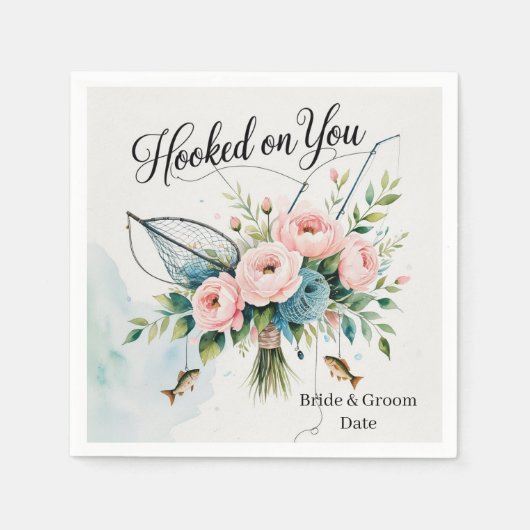 魚釣り愛好家のフックのためにあなた結婚にフック スタンダードカクテルナプキン (正面)