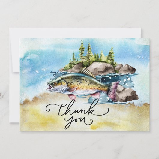 魚釣り愛好家の水の色スタイル サンキューカード (正面)